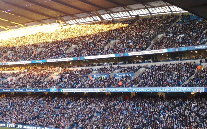 A football stadium during a match